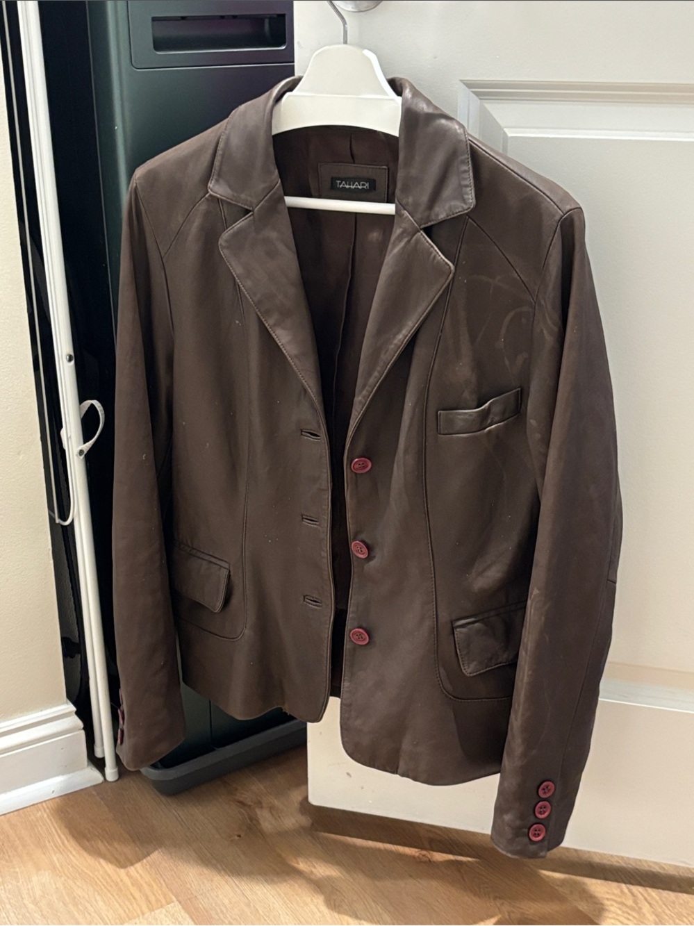 Tahari Brown Leather Blazer